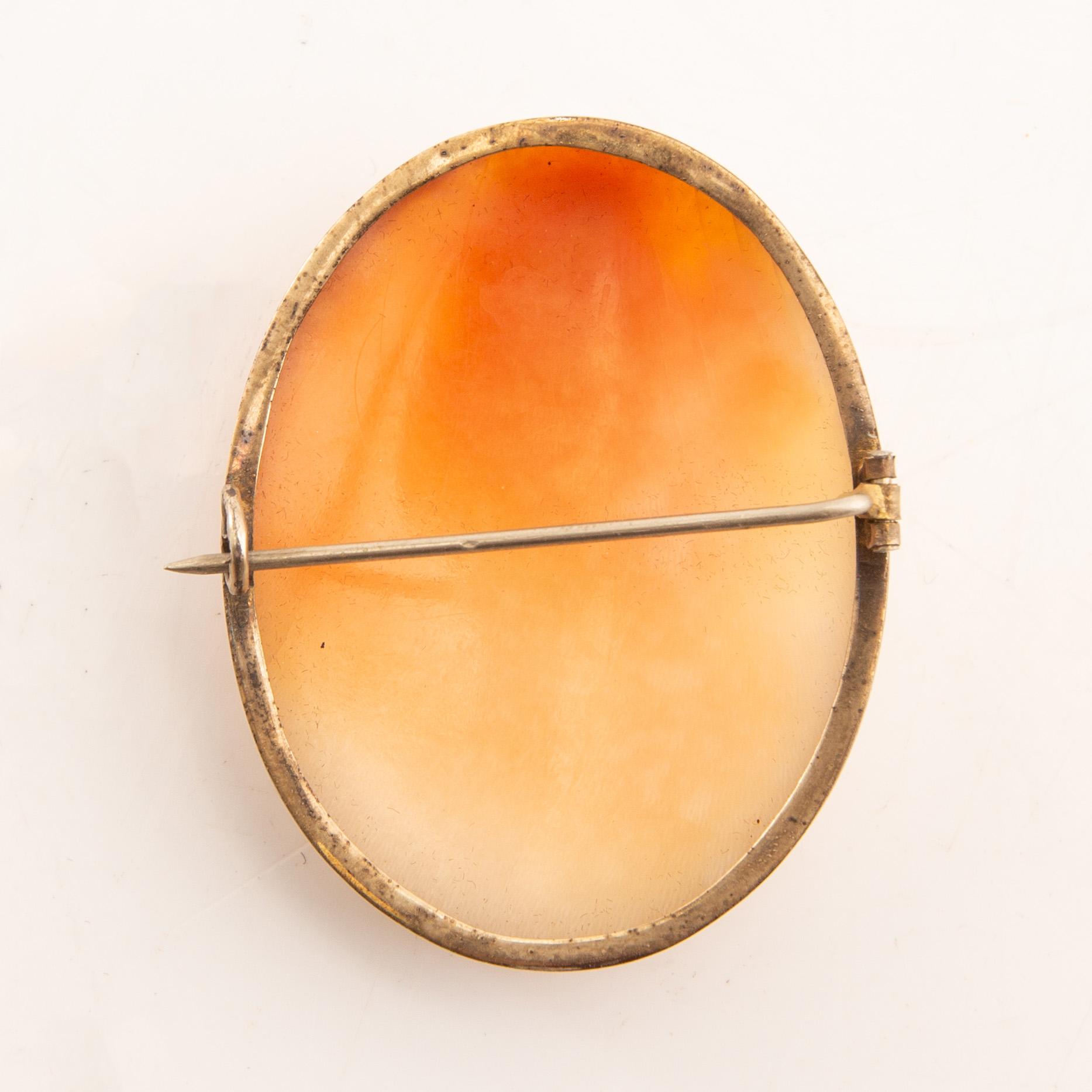Brooch 8K gold with shell cameo.