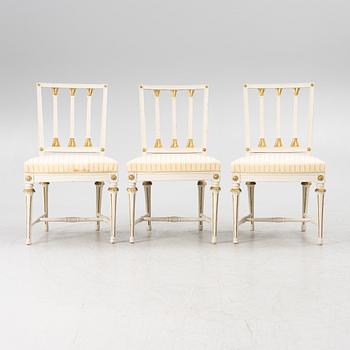 Stolar, 3 st, sengustavianska, Stockholm, omkring 1800.