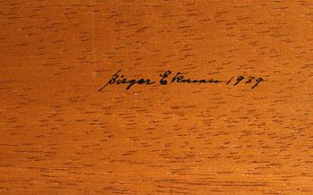 INTARSIATAVLA, Birger Ekman för Mjölby Intarsia, sign och dat "1939".