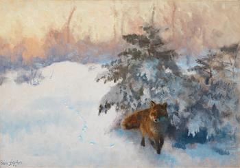 503. Bruno Liljefors, Winter landscape with fox.