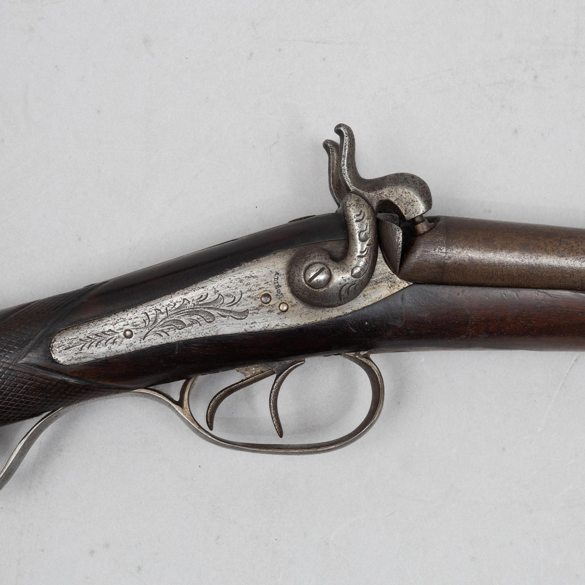 Percussion gun, double-barrelled, signed Arendt a Liège, second half of the 19th century.