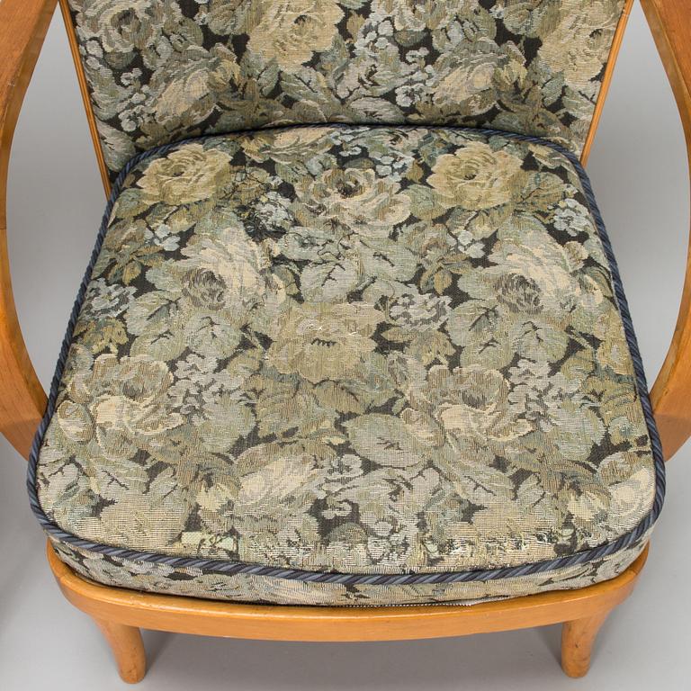 Werner West, a pair of 1930s/40s armchairs for Wilh. Schaumannin Vaneritehdas Oy, Jyväskylä, Finland.