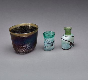 VASER, 3 st, glas, Bertil Vallien, Boda/Kosta Boda Artist Collection, signerade.