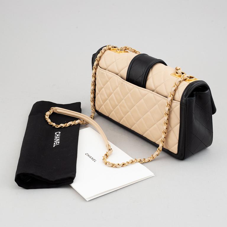 Chanel, a two tone quilted leather 'Flap Bag', 2014-15.