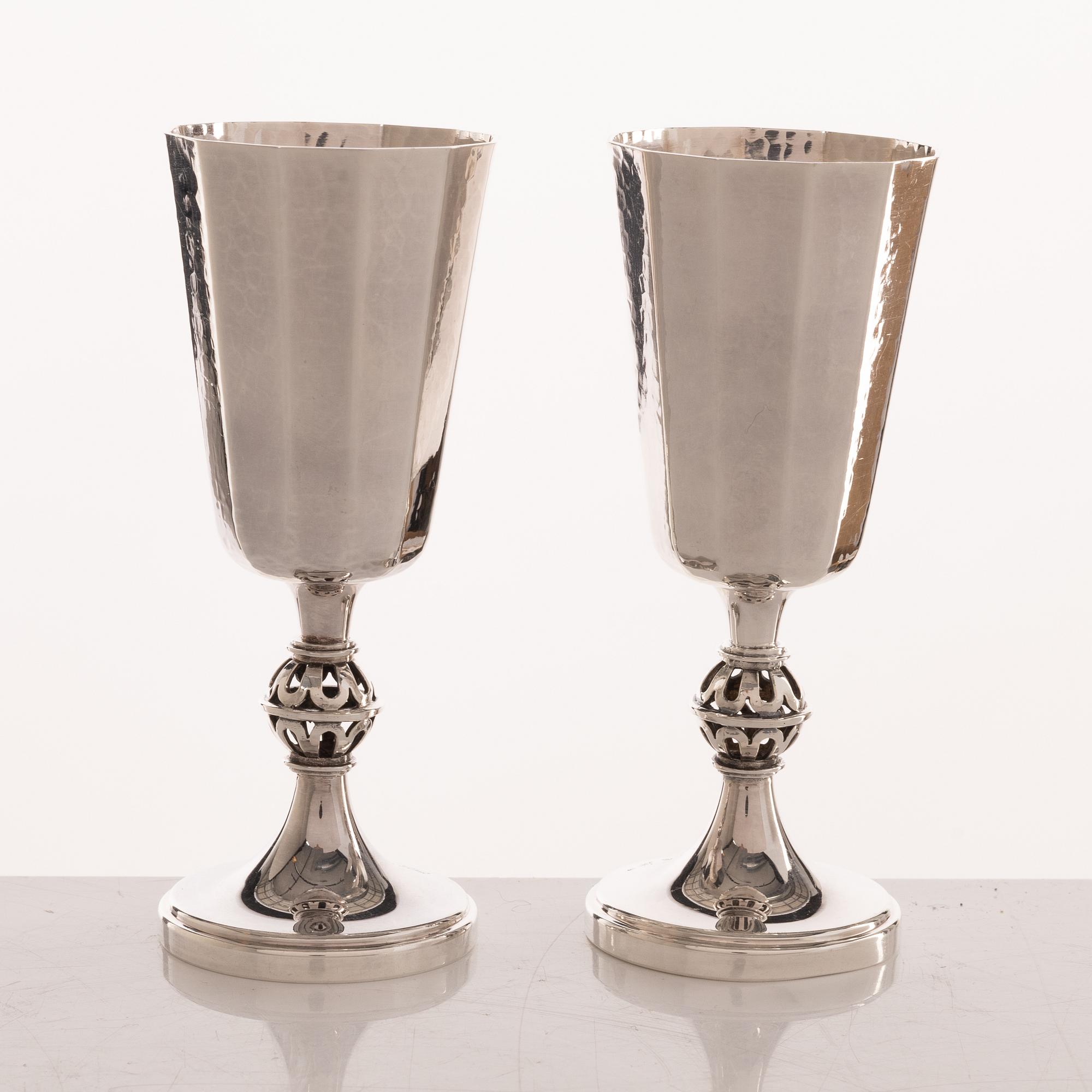 Eric Löfman, A set of twelve silver vodka glasses, KG Markströms, Uppsala 1972.
