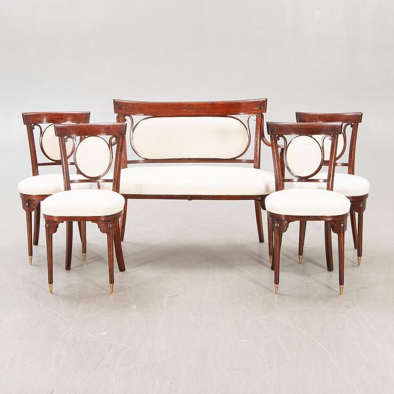 A five pcs Jacob & Josef Kohn sofa and chairs Vienna early 1900s.