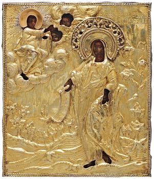 1076. A Russian 18th century silver-gilt icon, marked Moscow 1780's.