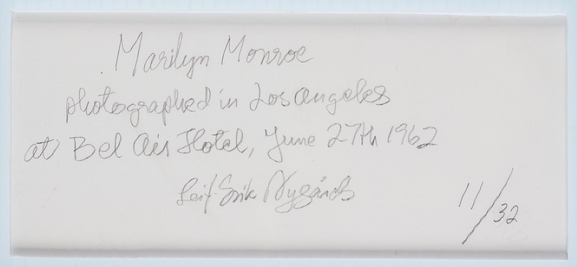 Leif-Erik Nygårds, "Marilyn Monroe, Bel Air Hotel, June 27th 1962".