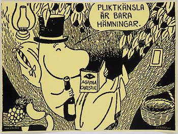 TOVE JANSSON, six Moomin posters from Bull's Presstjänst, Art Work Shop, 1960's.