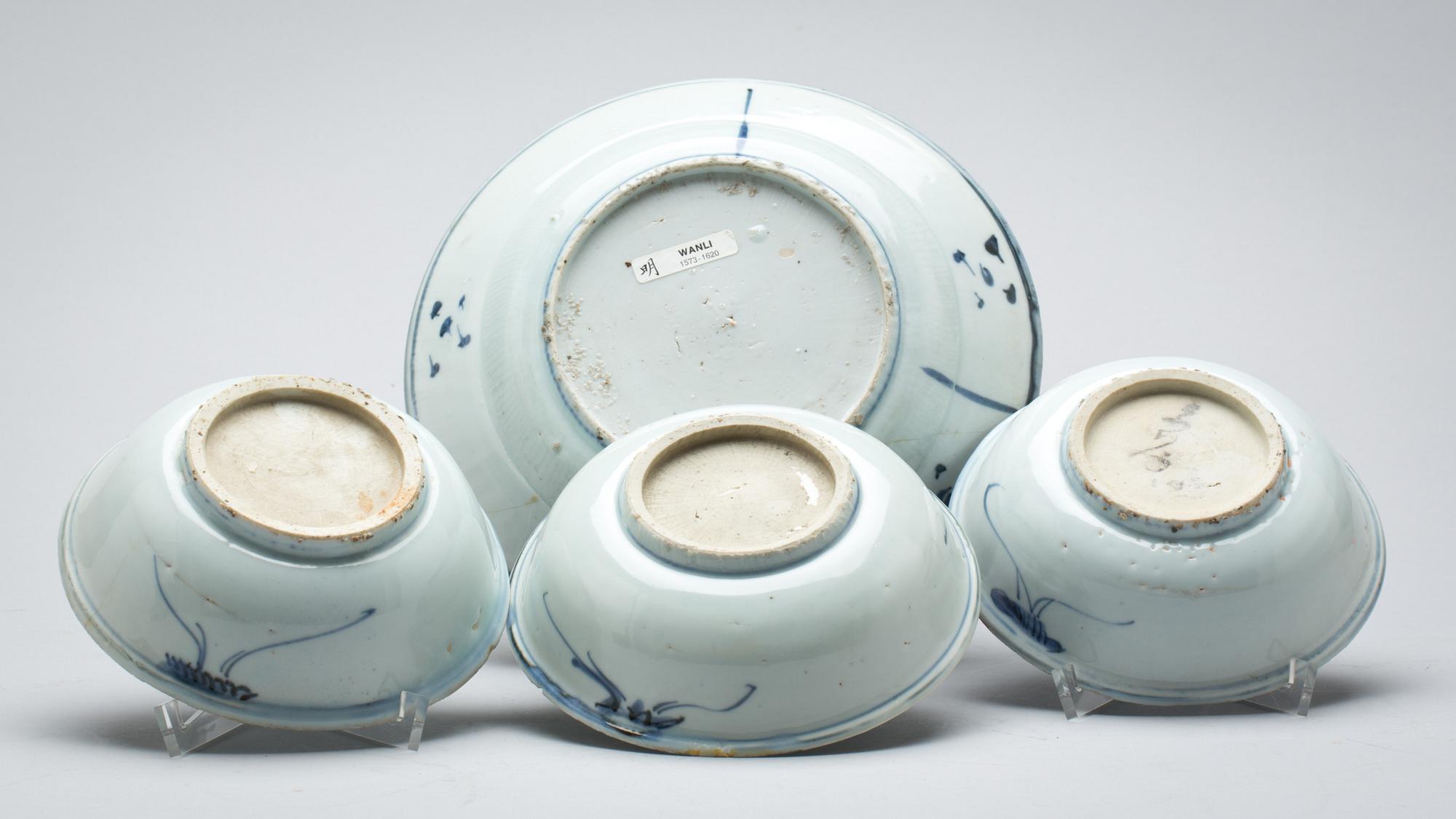 SKÅLFAT, 3+1, porslin. Ming, Wanli(1573-1620).