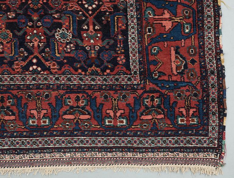 SEMI-ANTIQUE NEYRIZ. 276 x 178,5 cm (plus around 3,5 cm patterned flat weave on each end).