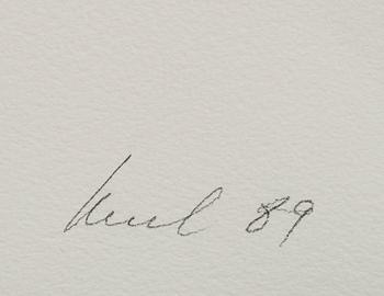 RAUL MEEL, färgserigrafi med konstnärens handavtryck direkt på pappret, signerad -89 och numrerad 20/60.