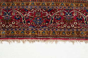 A rug, antique, silk Kashan, ca 208 x 131,5-136 cm.