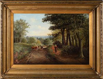OKÄND KONSTNÄR, olja på duk, otydligt signerad, 1800-/1900-tal.