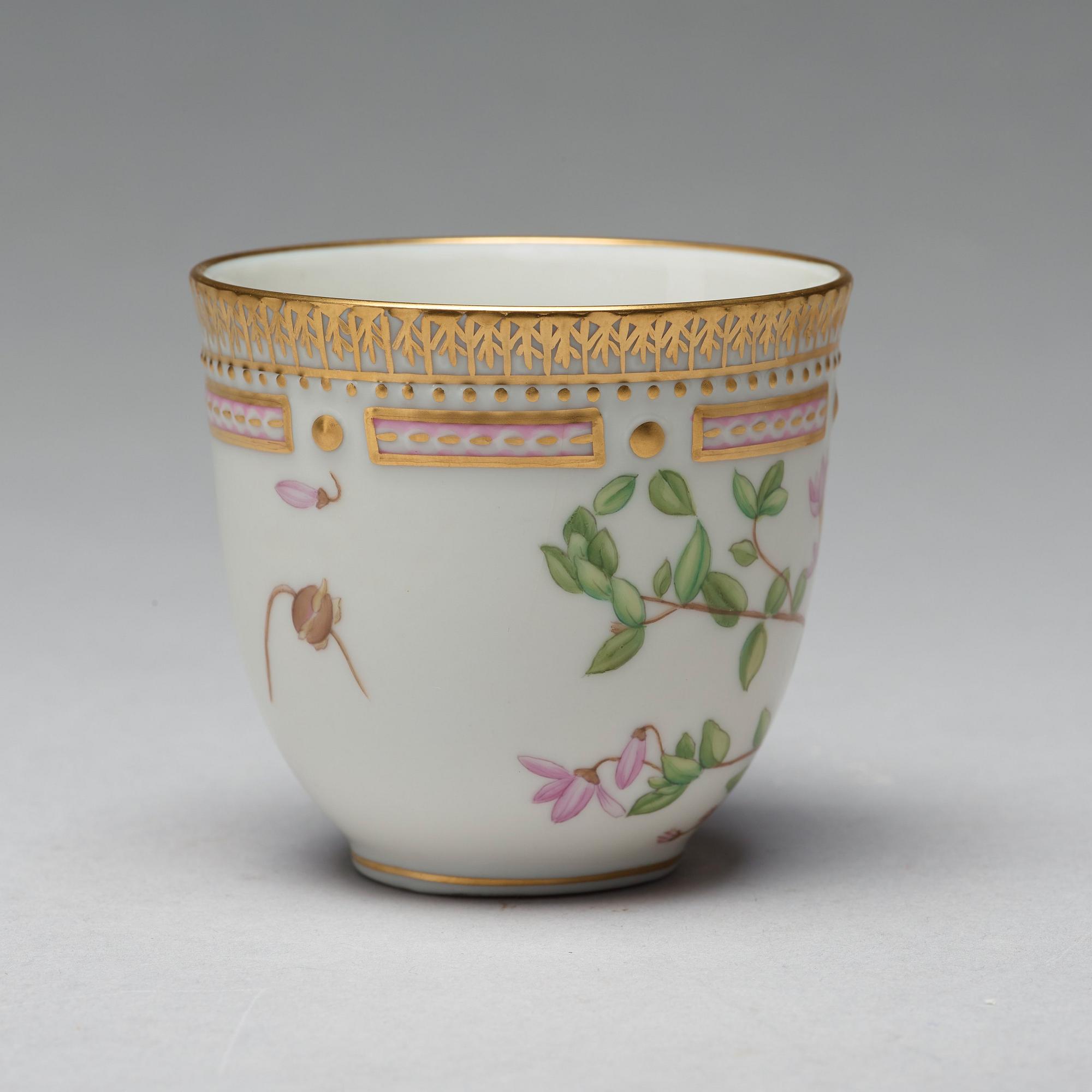 A set of four Royal Copenhagen 'Flora Danica' coffee cups with saucers, Denmark, 20th Century.