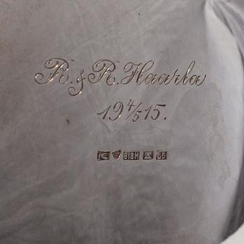 KAFFESERVIS, 3 delar, silver, Auran Kultasepät, Åbo 1915-1916. Tot. vikt ca 1290 g.