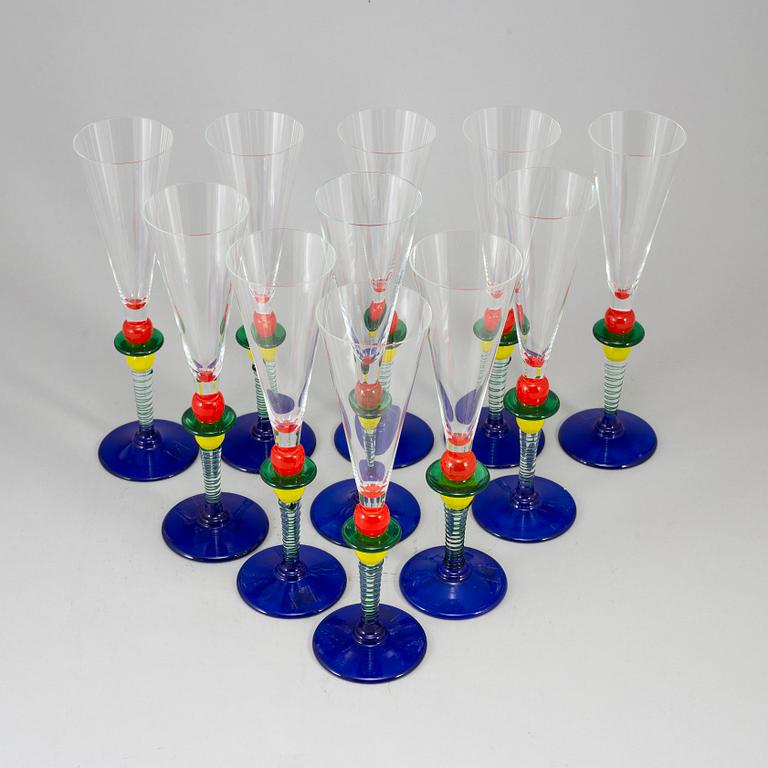 BERIT JOHANSSON, champagneglasses, 11, 'Harlequin', Gense.