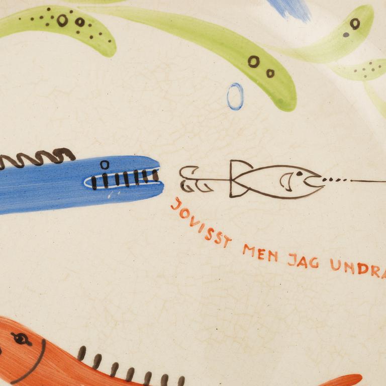 Stig Lindberg, six 'Löja' plates, Gustavsberg.