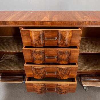 A walnut Art Deco 1940s sideboard.