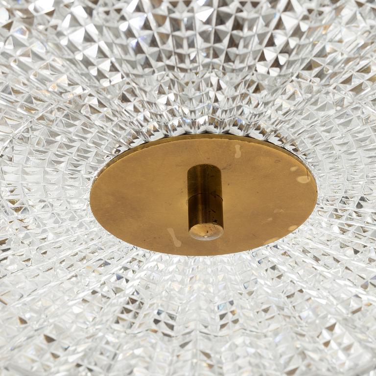 Carl Fagerlund, a glass and brass ceiling light, Orrefors, 1960'/70's.