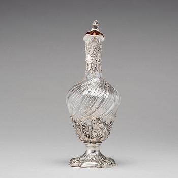 Vinkanna, Frankrike 1800-talets mitt, silver och glas.
