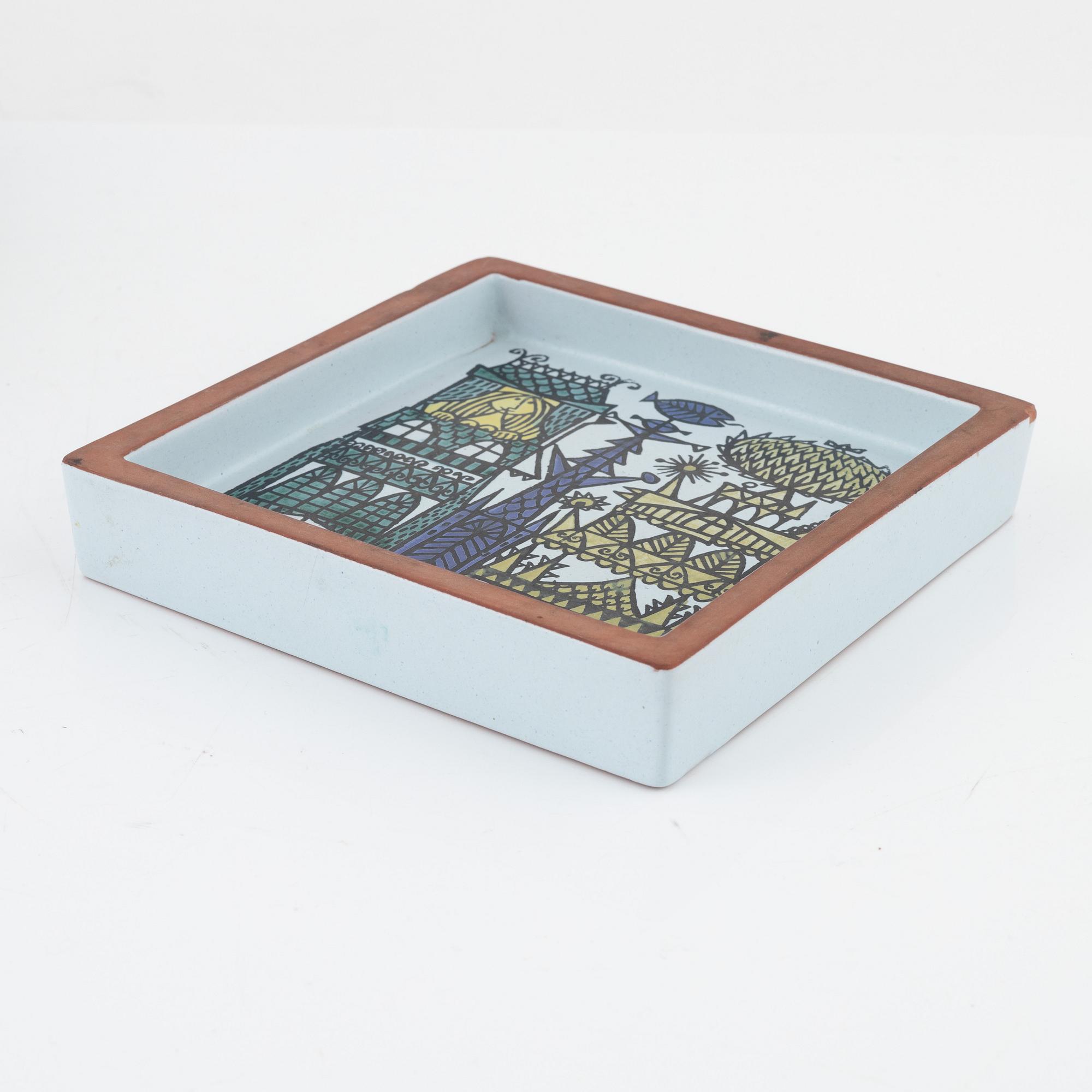 Stig Lindberg, a set of three 'Karneval' earthenware pieces by Stig Lindberg, Gustavsberg Studio, Sweden.