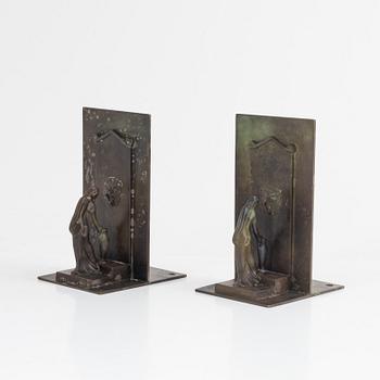 A pair of bronze book ends, GAB, Sweden, 1930's.