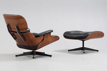 A Charles & Ray Eames 'Lounge Chair and ottoman', Herman Miller, probably 1950's-60's.