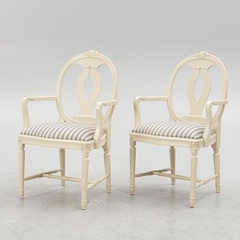 A pair of Gustavian style armchairs, second half of the 20th Century.