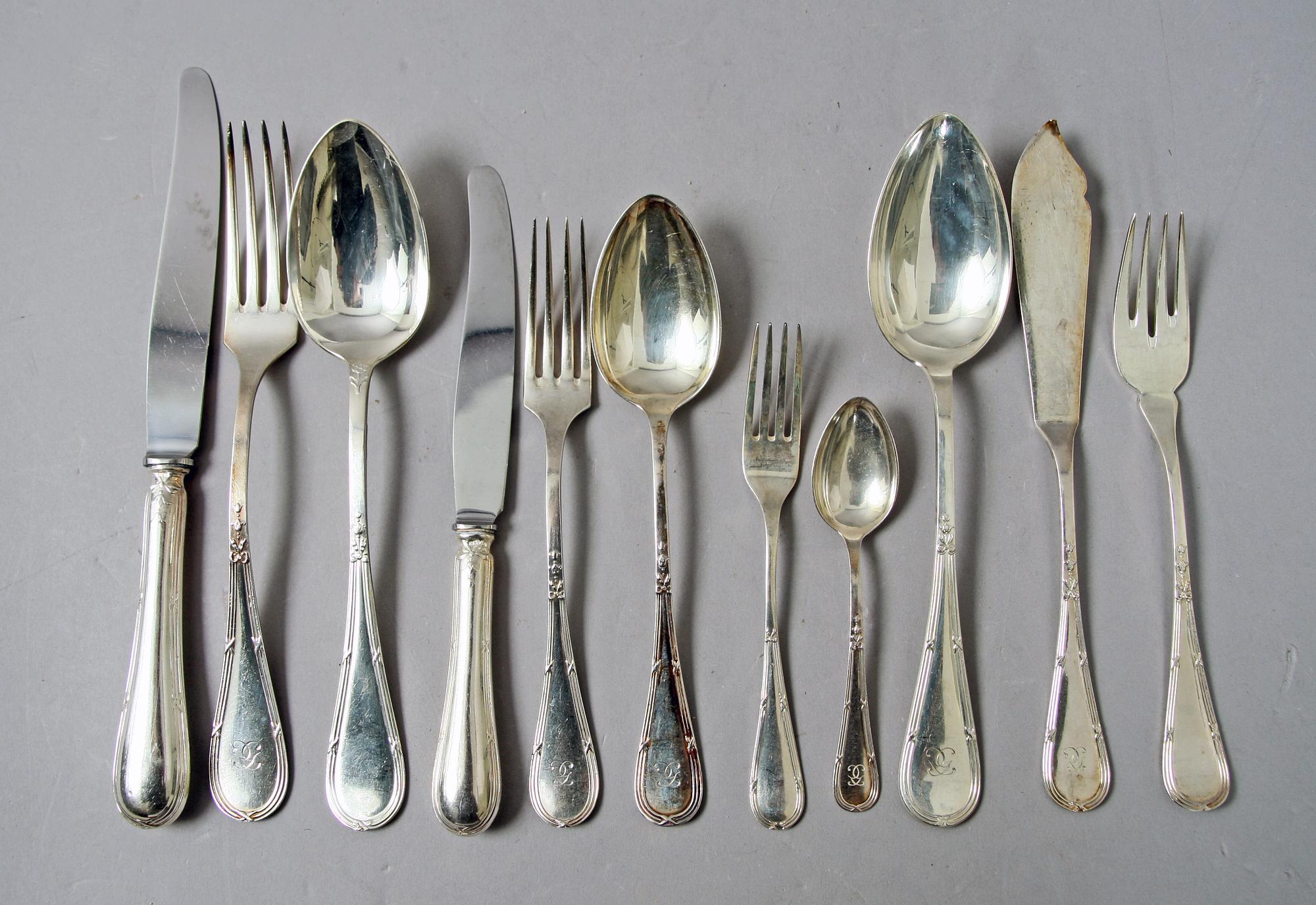 BESTICK, 134 delar, silver, "Rosen", bl a GAB och C.G. Hallberg.