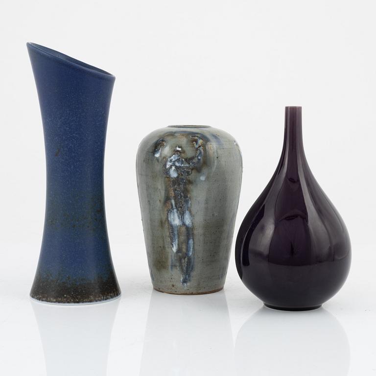 Carl-Harry Stålhane, a set of three stoneware vases, Rörstrand and Designhuset, Sweden.