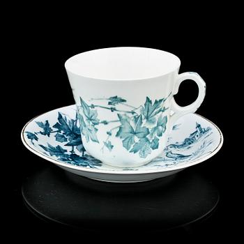 KAFFEKOPPAR med FAT, 17 st, flintgods, "Hedera", Gustavsberg, 1900-talets första kvartal.