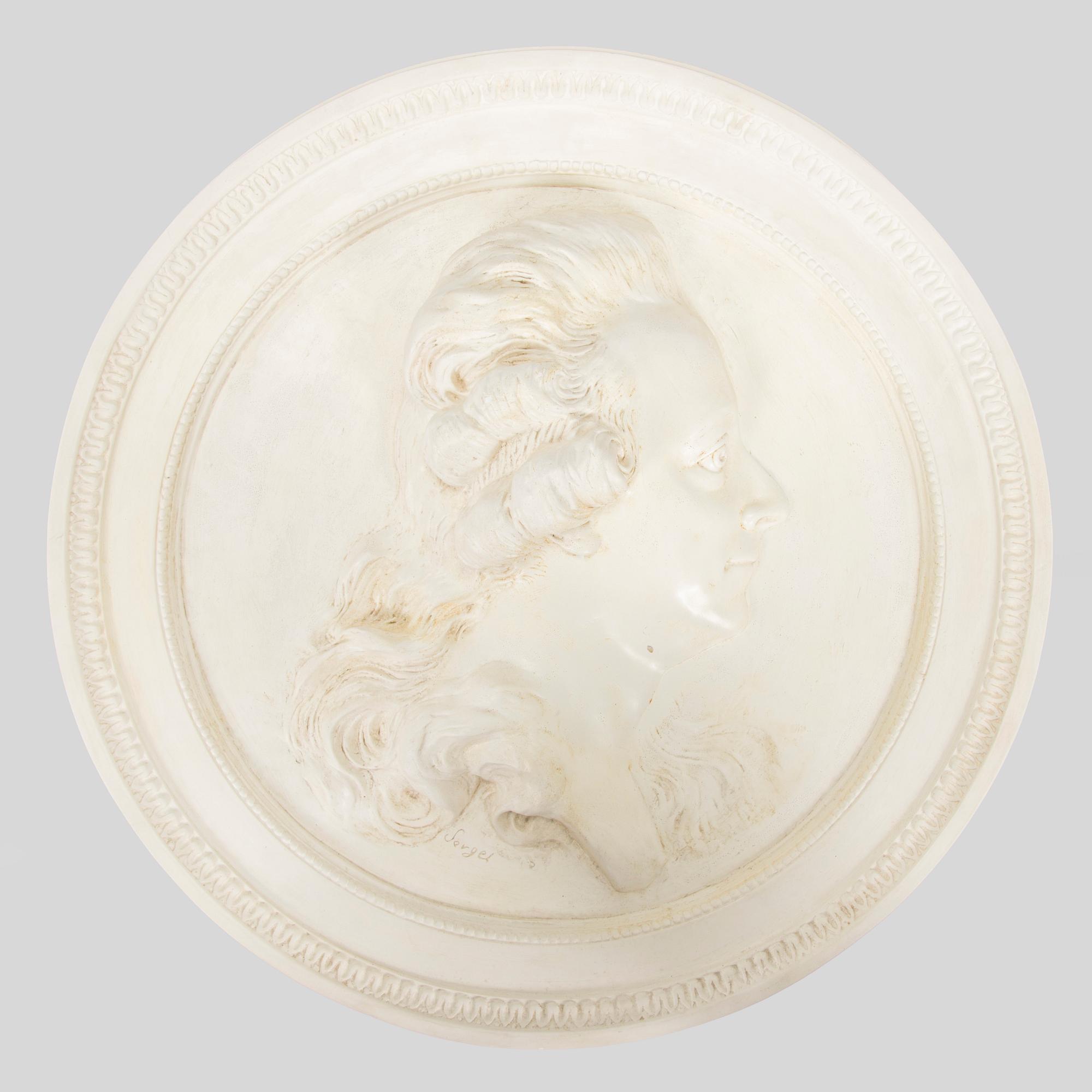 Johan Tobias Sergel, after, portrait medallion, late 20th century.