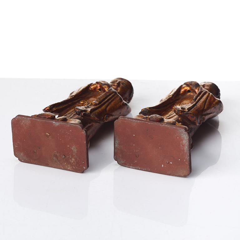 A pair of lacquered sculptures, Ming dynasty (1368-1644).