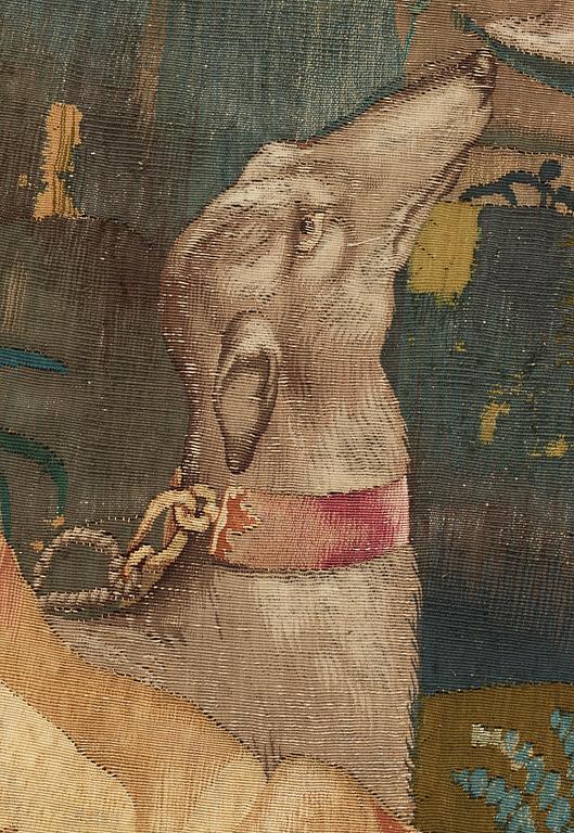 VÄVD TAPET, gobelängteknik. "Sittande nymfer" ur sviten Apollon och Daphne. 275 x 302 cm. Atelier de la Chaise, Faubourg St. Germain (1628-1668), Paris.