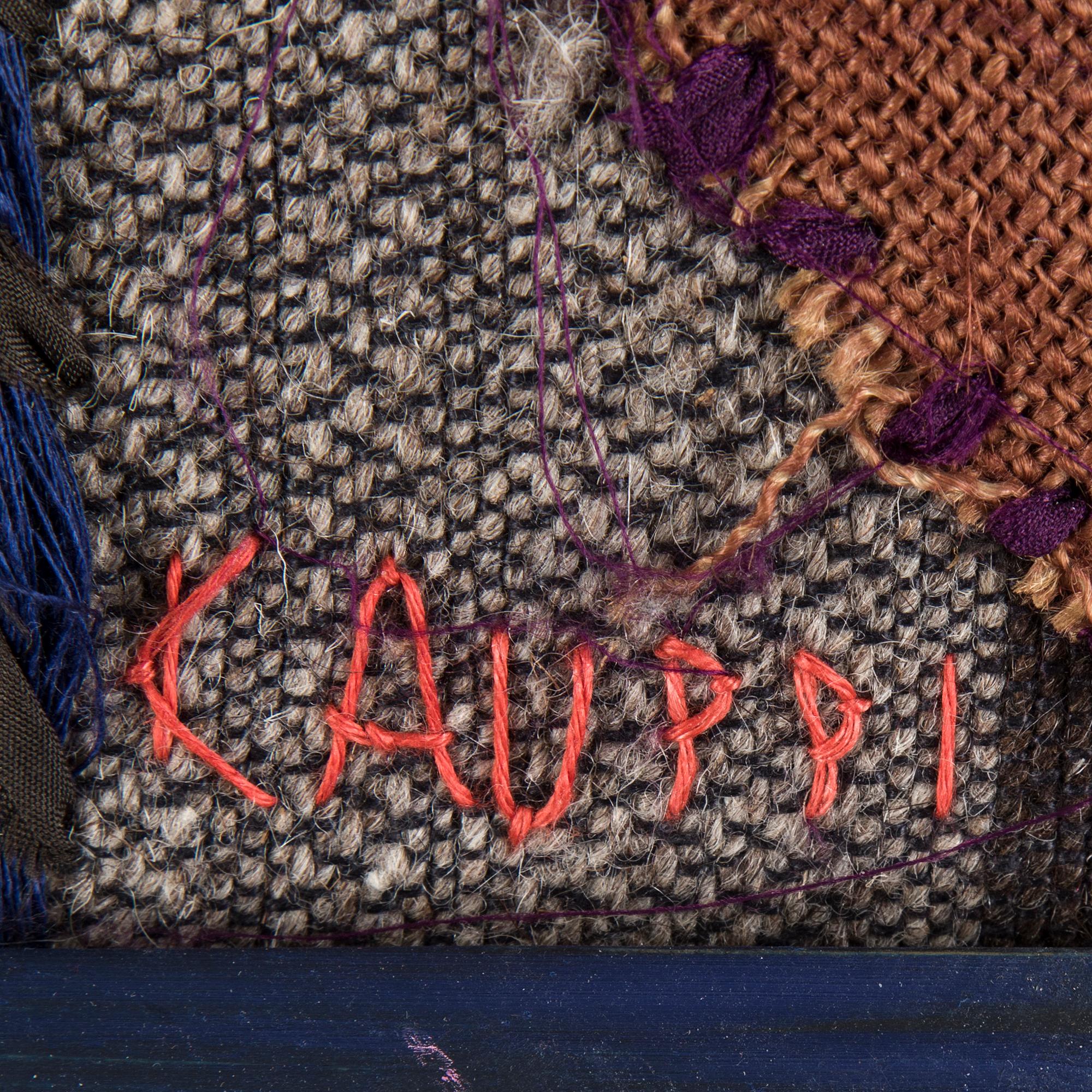 STEN KAUPPI, tyg aplikationer, signerad och daterad, 2001 a tergo.