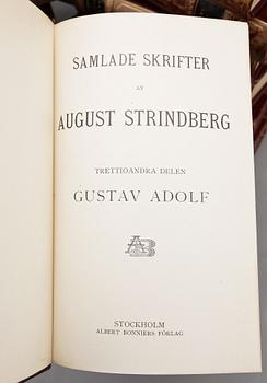 BOKVERK, 42 volymer, 1-55, Strindbergs samlade verk, Albert Bonniers förlag, Stockholm 1910-20-tal.