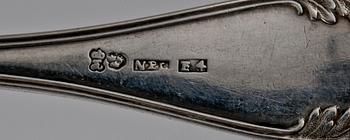 SKEDAR, 6 st, silver bla Johan Petter Lundström, Lund, tidigt 1800-tal. Tot vikt ca 271 gr.