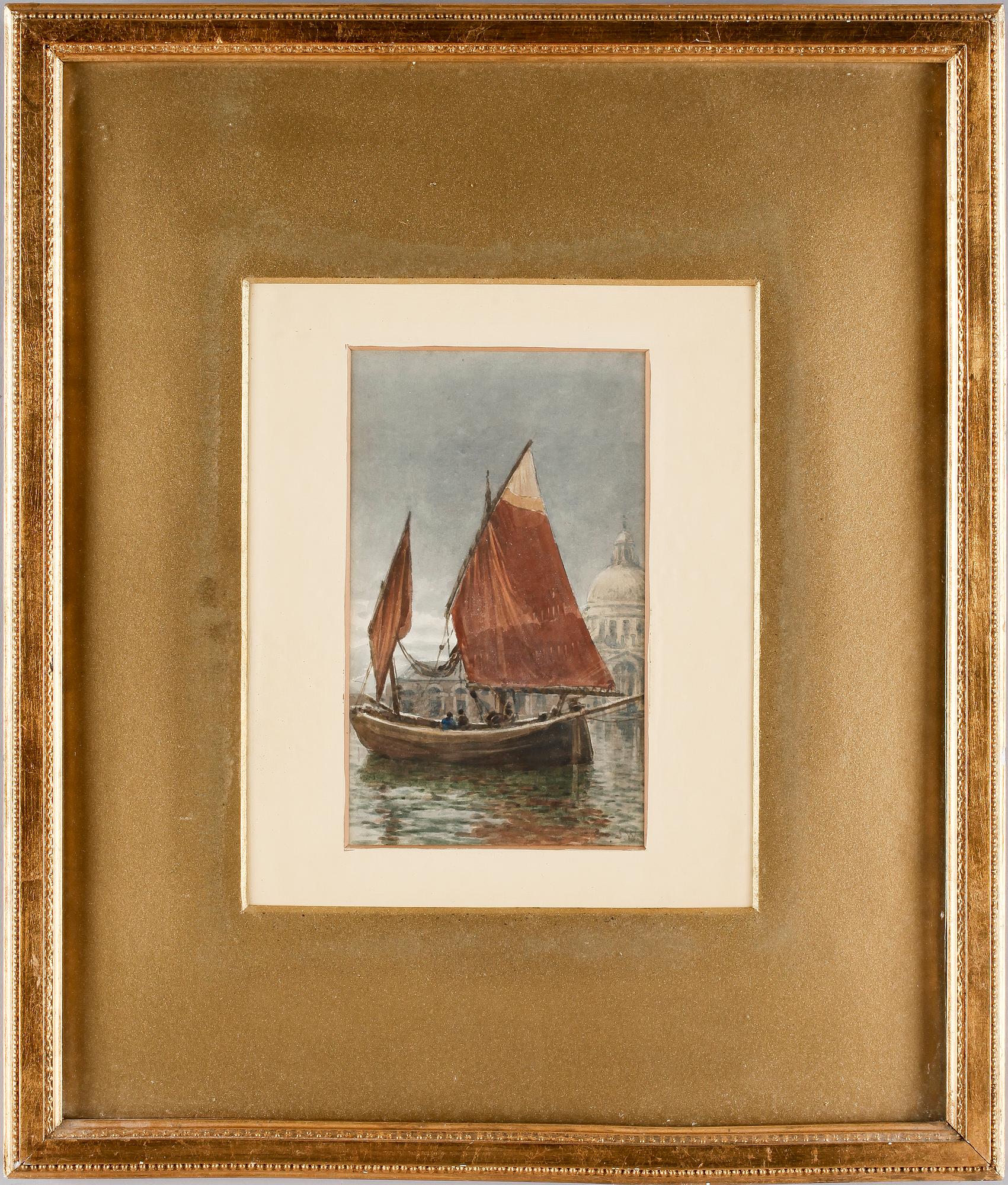 OKÄND KONSTNÄR, akvarell, sign S.W., 1900-talets början.