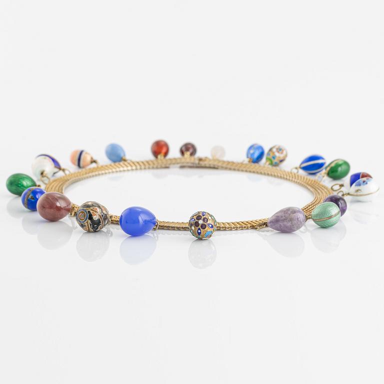 Necklace with 22 miniature Easter eggs, one of which is by Carl Fabergé.