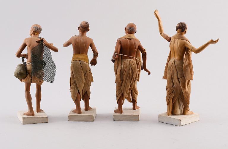 FIGURER, 4 st, terracotta, orientaliska, 1900-talets mitt.