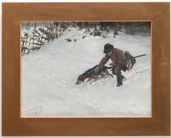 Bruno Liljefors, Hunter with dog.