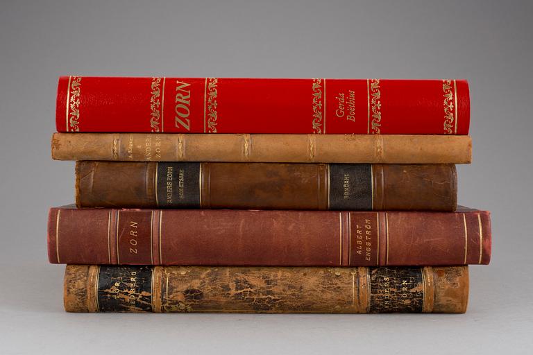 BÖCKER, 5 st, om Zorn, bland annat "Zorn" av Gerda Boêtius, Nordisk Rotogravyr.