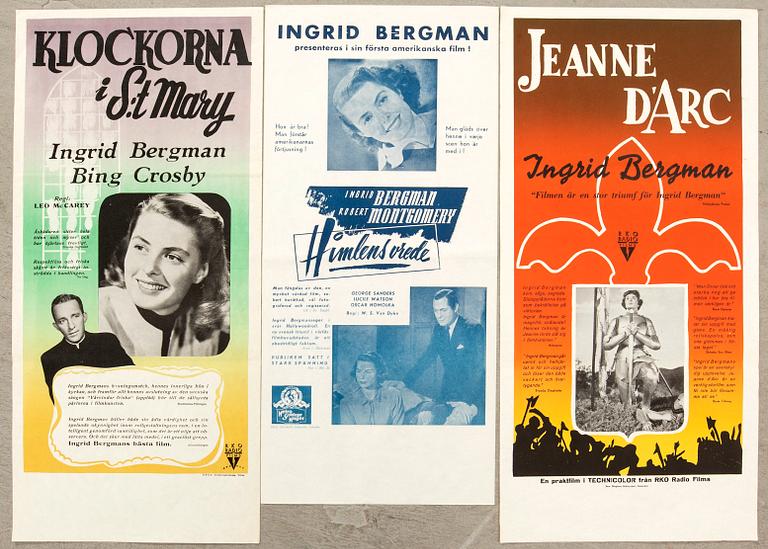 Film posters 3 pcs Ingrid Bergman.