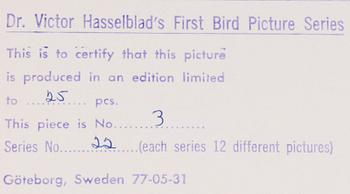VICTOR HASSELBLAD, fotografier, 12 st, signerade, daterade och numrerade, ur serien nr 22.