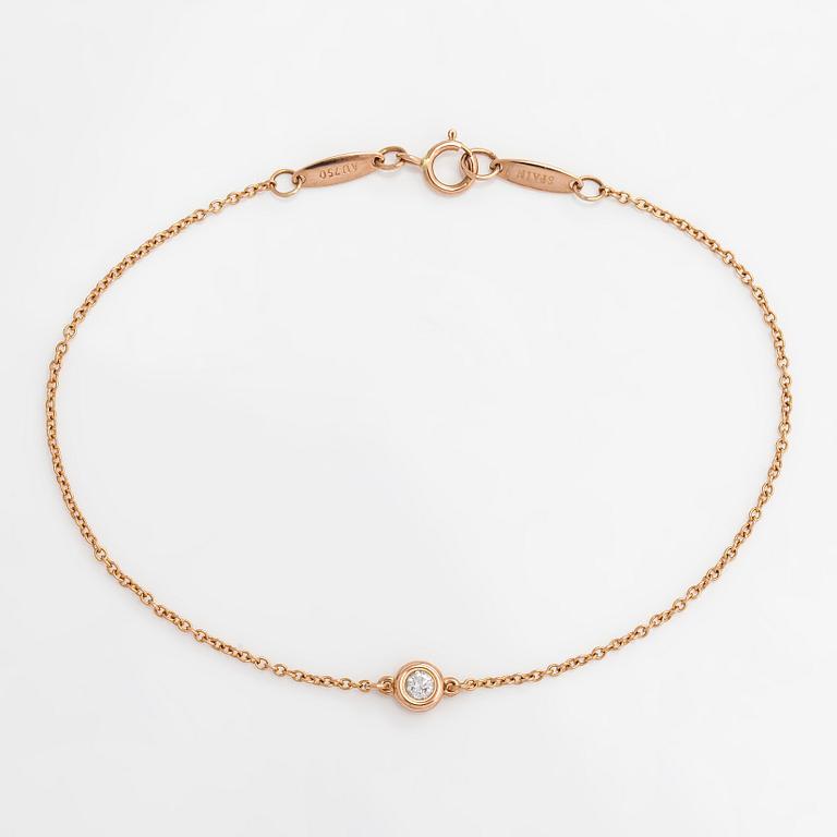 Tiffany & Co, Elsa Peretti, an 18K rose gold 'Diamonds by the Yard' bracelet with a diamond ca 0.05 ct.