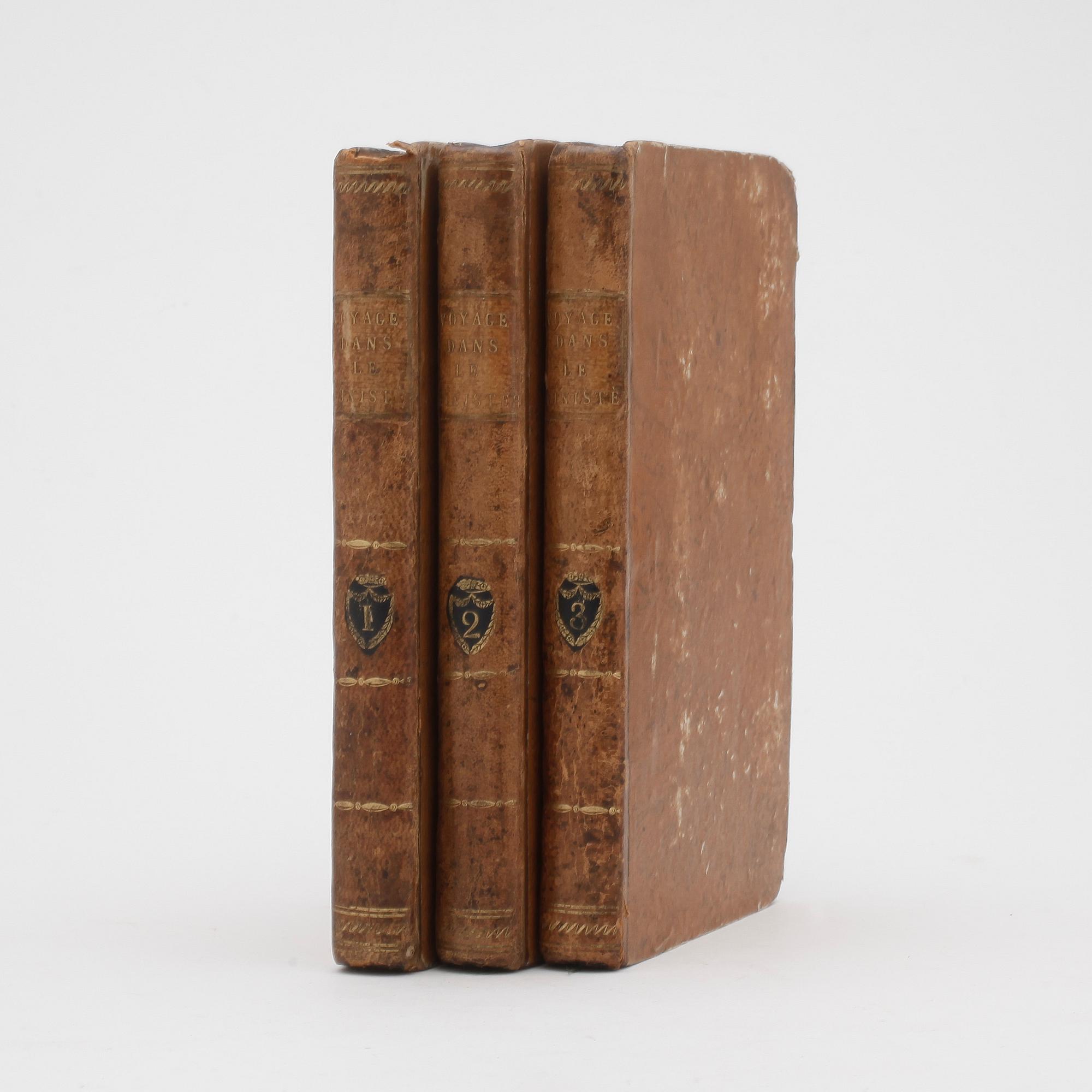 BÖCKER, 3 volymer, "Voyage Dans Le Finistère", Jaques Cambry, Paris, 1799.