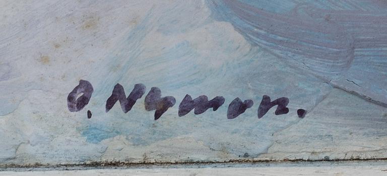 OLLE NYMAN, olja på pannå. Signerad.