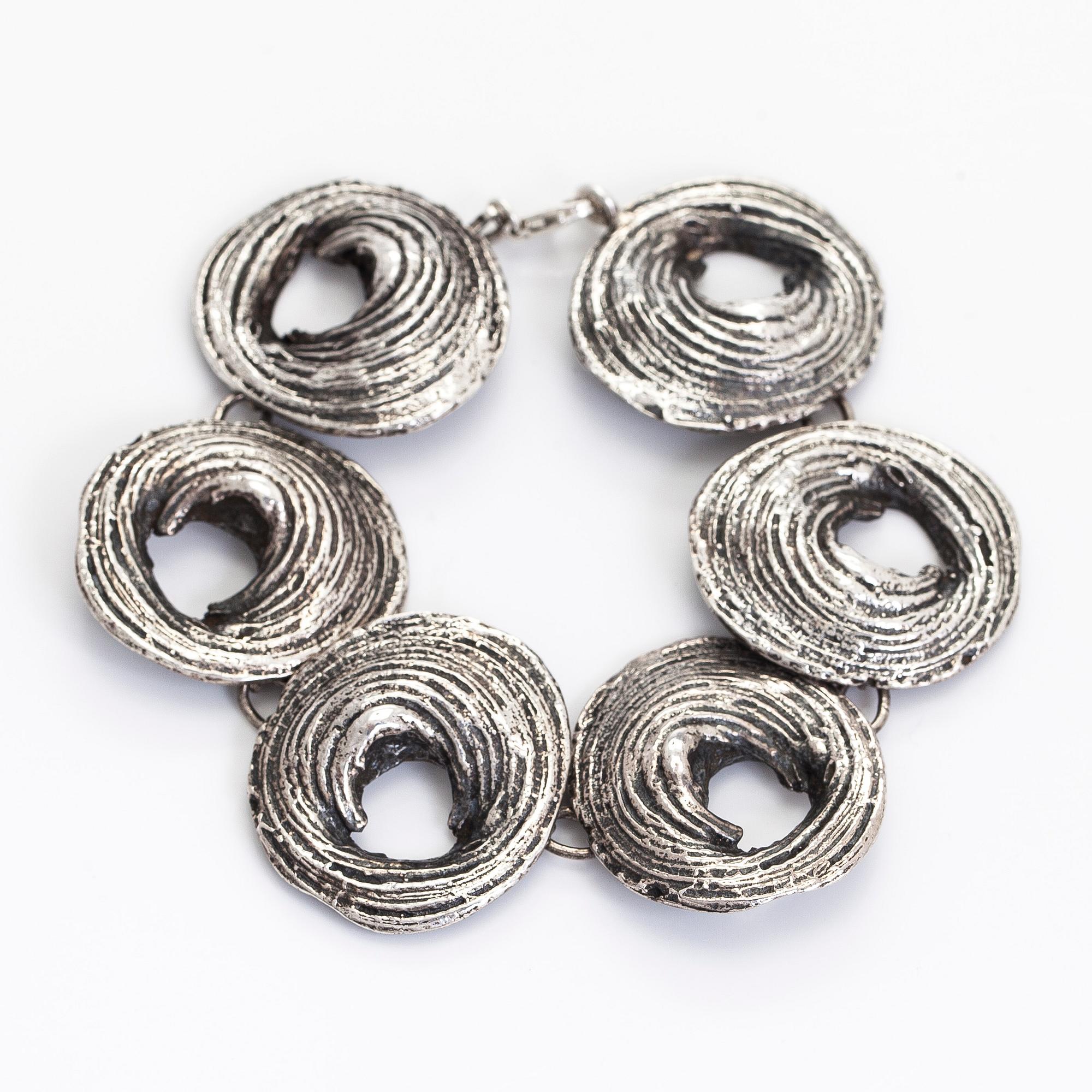 Helky Juvonen, armband och ring, silver, 1970-tal.