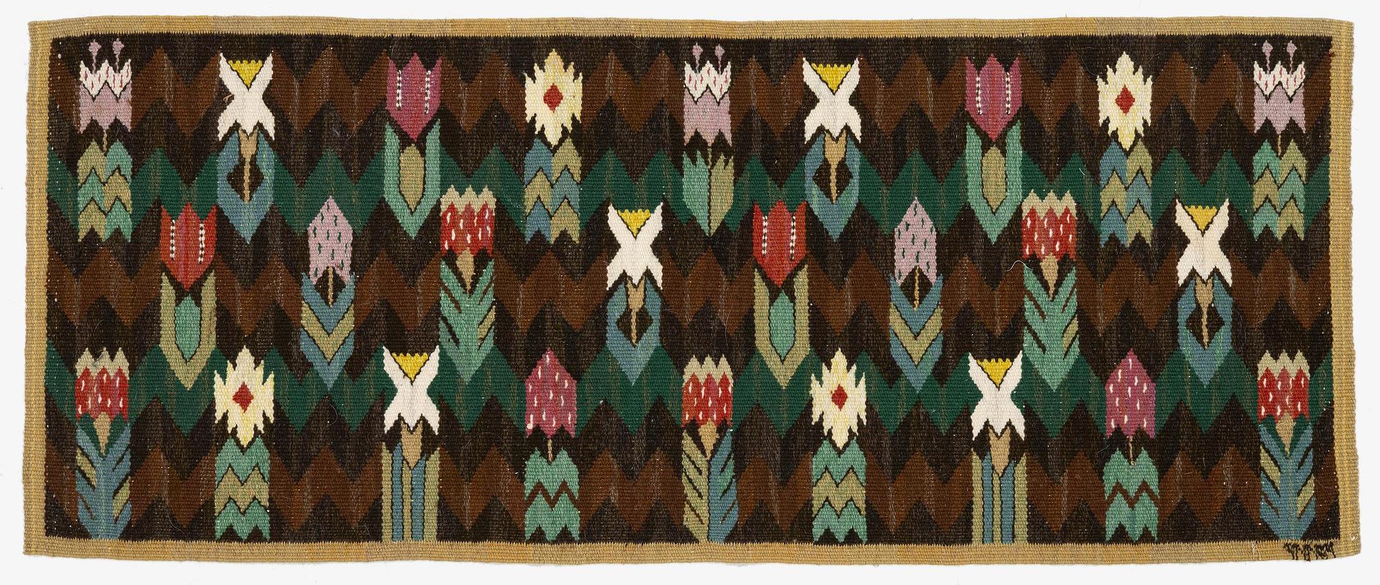 Märta Måås-Fjetterström, vävnad, "Täppan", gobelängteknik, ca 122 x 50 cm, signerad MMF.